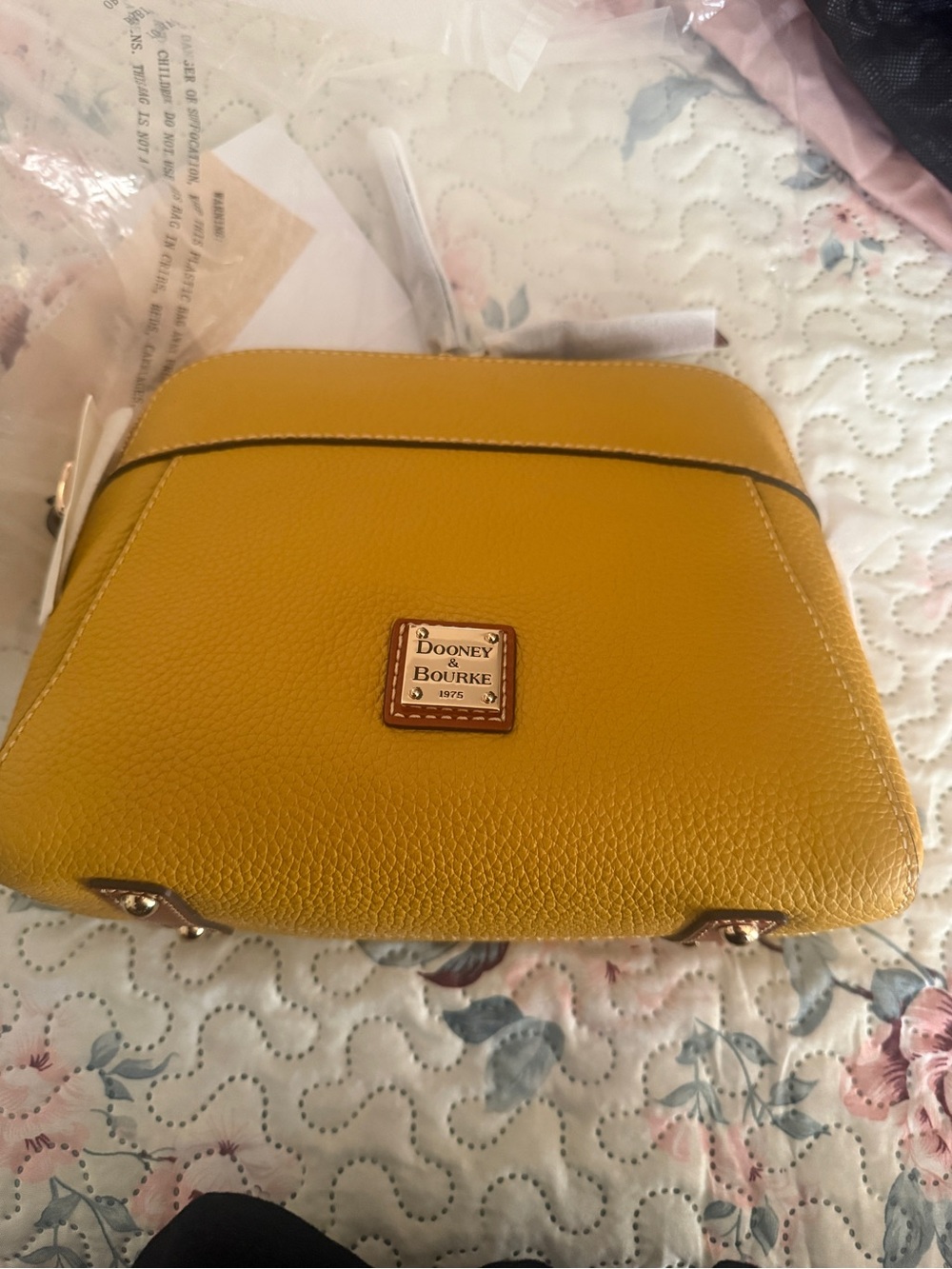 Dooney & Bourke Yellow Pebbled Leather Crossbody